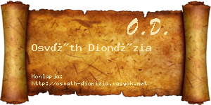 Osváth Dionízia névjegykártya